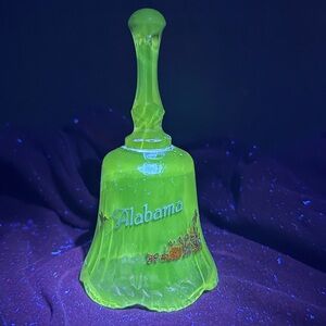 Glowing Amethyst Glass State Bell, Purple Glass Alabama Bell